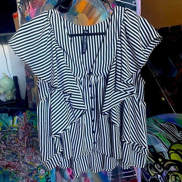 Black & White Striped Blouse - Picture 1 of 1